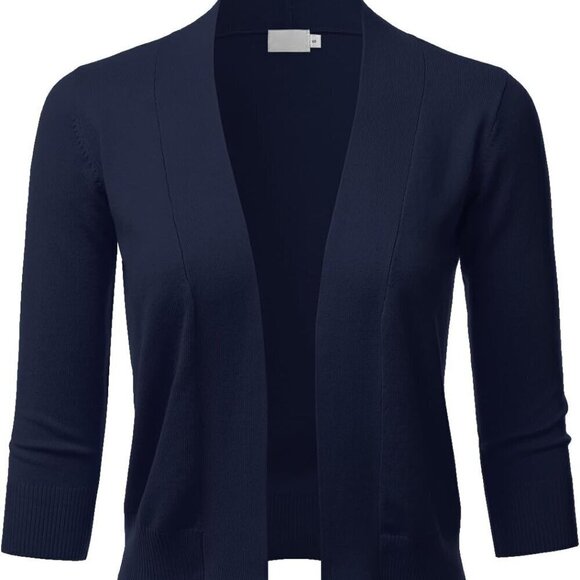 Jackets & Blazers - Womens Cropped Bolero Cardigan 3/4 Sleeve Open Front Viscose Nylion Dress Wear